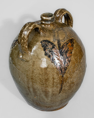 Exceptional "C Rhodes / Maker," Collin Rhodes, Edgefield District, SC Four-Gallon Double-Handled Stoneware Jug