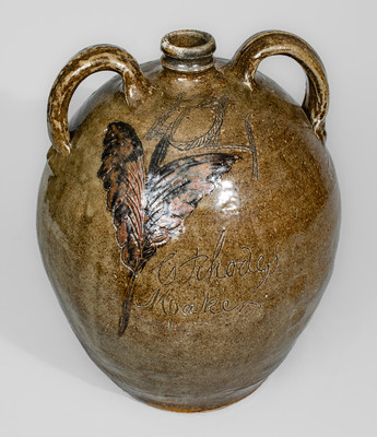 Exceptional "C Rhodes / Maker," Collin Rhodes, Edgefield District, SC Four-Gallon Double-Handled Stoneware Jug