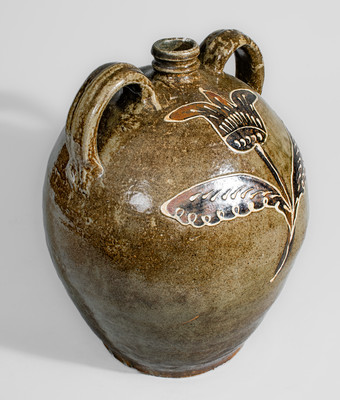 Exceptional "C Rhodes / Maker," Collin Rhodes, Edgefield District, SC Four-Gallon Double-Handled Stoneware Jug