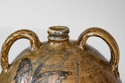 Exceptional "C Rhodes / Maker," Collin Rhodes, Edgefield District, SC Four-Gallon Double-Handled Stoneware Jug