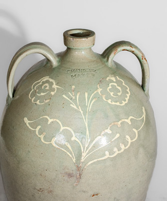 Exceptional CHANDLER / MAKER Five-Gallon Double-Handled Stoneware Jug, Kirksey's Crossroads, Edgefield District, SC