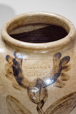 Extremely Rare and Important PHOENIX FACTORY / ED : SC Stoneware Jar w/ Elaborate Iron Slip Decoration