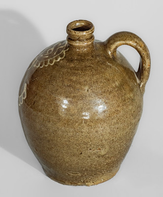 Rare and Fine Half-Gallon Jug w/ Kaolin Slip Decoration, attrib. Collin Rhodes, Shaw's Creek, Edgefield Dist, SC