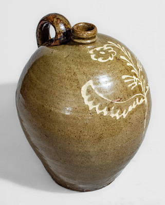 Rare attrib. Collin Rhodes, Edgefield District, SC Three-Gallon Stoneware Jug w/ Two-Color Slip Decoration