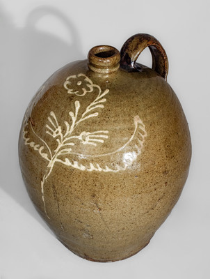 Rare attrib. Collin Rhodes, Edgefield District, SC Three-Gallon Stoneware Jug w/ Two-Color Slip Decoration