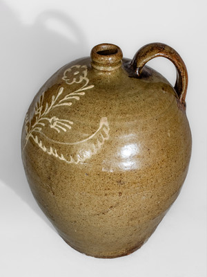 Rare attrib. Collin Rhodes, Edgefield District, SC Three-Gallon Stoneware Jug w/ Two-Color Slip Decoration