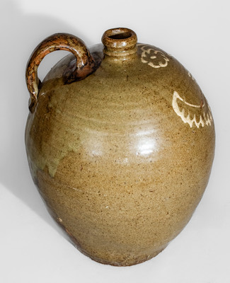 Rare attrib. Collin Rhodes, Edgefield District, SC Three-Gallon Stoneware Jug w/ Two-Color Slip Decoration