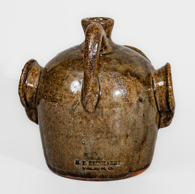 Very Rare H.F. REINHARDT / VALE, N.C. Alkaline-Glazed Stoneware Face Jug