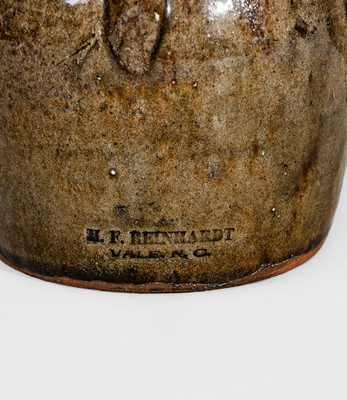 Very Rare H.F. REINHARDT / VALE, N.C. Alkaline-Glazed Stoneware Face Jug