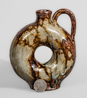 Exceptional Small-Sized Texas Stoneware Ring Jug, attrib. Jefferson S. Nash Pottery and/or Milligan Frazier