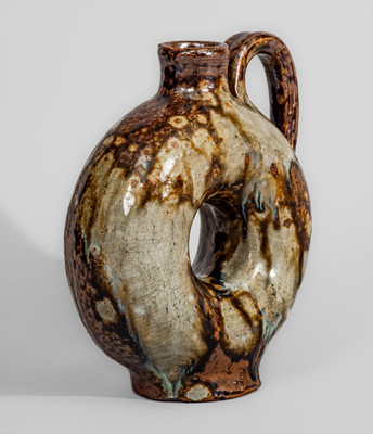 Exceptional Small-Sized Texas Stoneware Ring Jug, attrib. Jefferson S. Nash Pottery and/or Milligan Frazier