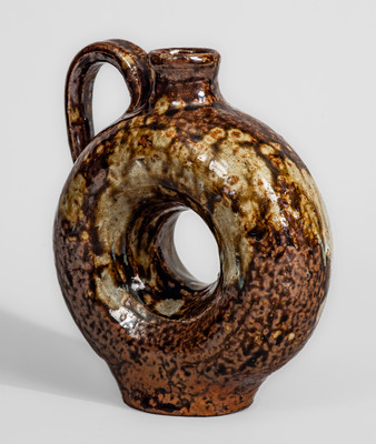 Exceptional Small-Sized Texas Stoneware Ring Jug, attrib. Jefferson S. Nash Pottery and/or Milligan Frazier