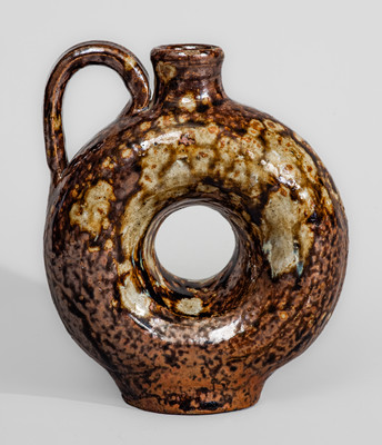 Exceptional Small-Sized Texas Stoneware Ring Jug, attrib. Jefferson S. Nash Pottery and/or Milligan Frazier