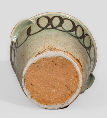 Alkaline-Glazed Stoneware Milk Pan w/ Iron Slip Decoration, attrib. Thomas Chandler, Edgefield District, SC
