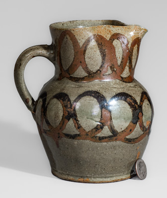 Exceptional Small-Sized Pitcher attrib. Trapp & Chandler (Kirksey's Crossroads, Edgefield, SC) Stoneware Pitcher