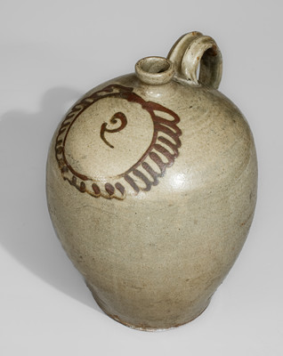 Fine attrib. Thomas Chandler Pottery, Kirksey's Crossroads, Edgefield District, SC Stoneware Jug, c1850