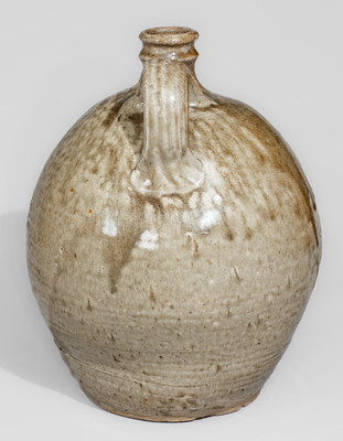Alkaline-Glazed Stoneware Jug Stamped V, attrib. Pottersville Stoneware Manufactory, Edgefield District, SC