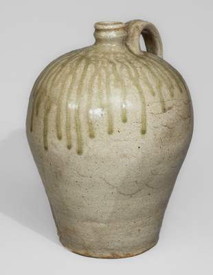 Alkaline-Glazed Stoneware Jug Stamped V, attrib. Pottersville Stoneware Manufactory