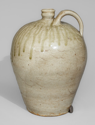 Alkaline-Glazed Stoneware Jug Stamped V, attrib. Pottersville Stoneware Manufactory
