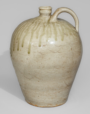 Alkaline-Glazed Stoneware Jug Stamped V, attrib. Pottersville Stoneware Manufactory