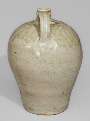 Alkaline-Glazed Stoneware Jug Stamped V, attrib. Pottersville Stoneware Manufactory