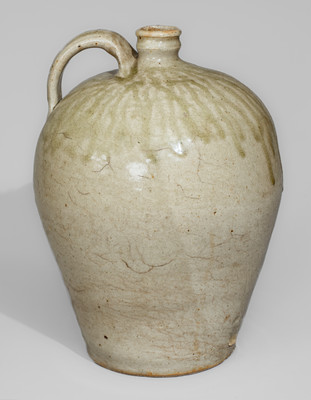 Alkaline-Glazed Stoneware Jug Stamped V, attrib. Pottersville Stoneware Manufactory