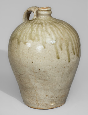 Alkaline-Glazed Stoneware Jug Stamped V, attrib. Pottersville Stoneware Manufactory