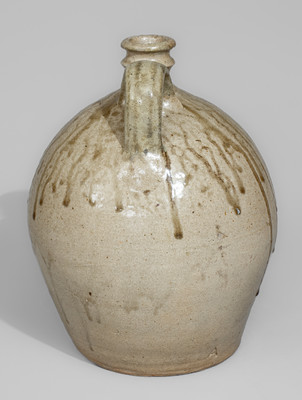 Alkaline-Glazed Stoneware Jug Stamped A, attrib. Pottersville Stoneware Manufactory, Edgefield District, SC