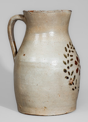 Extremely Rare and Fine Two-Color-Slip Stoneware Pitcher, Whelchel Family, Gaffney, SC area