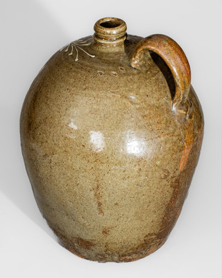 Fine Stoneware Jug w/ Kaolin Slip Decoration, attrib. Collin Rhodes, Edgefield District, SC, c1850