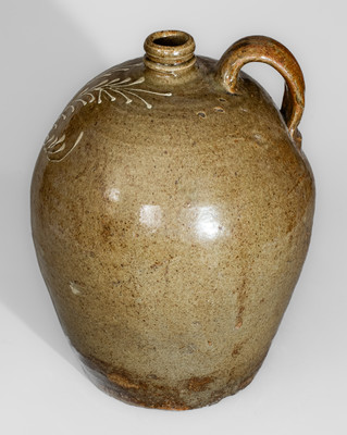 Fine Stoneware Jug w/ Kaolin Slip Decoration, attrib. Collin Rhodes, Edgefield District, SC, c1850
