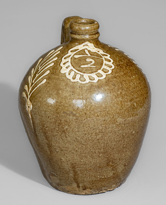 Exceptional Half-Gallon Stoneware Jug w/ Elaborate Kaolin Slip Decoration, attrib. Collin Rhodes, Edgefield Dist, SC