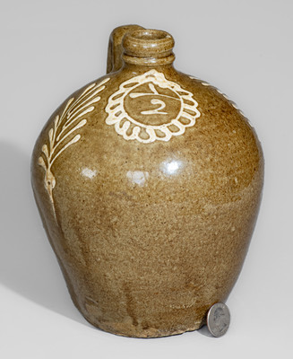 Exceptional Half-Gallon Stoneware Jug w/ Elaborate Kaolin Slip Decoration, attrib. Collin Rhodes, Edgefield Dist, SC