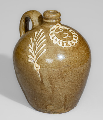 Exceptional Half-Gallon Stoneware Jug w/ Elaborate Kaolin Slip Decoration, attrib. Collin Rhodes, Edgefield Dist, SC