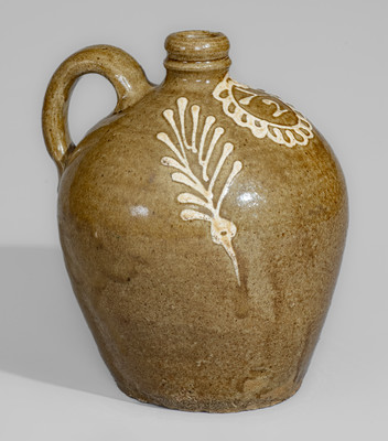 Exceptional Half-Gallon Stoneware Jug w/ Elaborate Kaolin Slip Decoration, attrib. Collin Rhodes, Edgefield Dist, SC