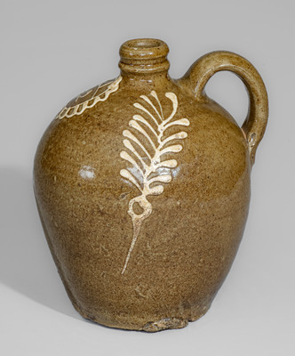 Exceptional Half-Gallon Stoneware Jug w/ Elaborate Kaolin Slip Decoration, attrib. Collin Rhodes, Edgefield Dist, SC