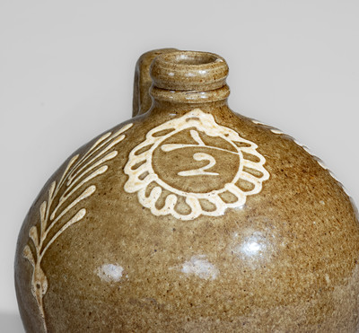 Exceptional Half-Gallon Stoneware Jug w/ Elaborate Kaolin Slip Decoration, attrib. Collin Rhodes, Edgefield Dist, SC