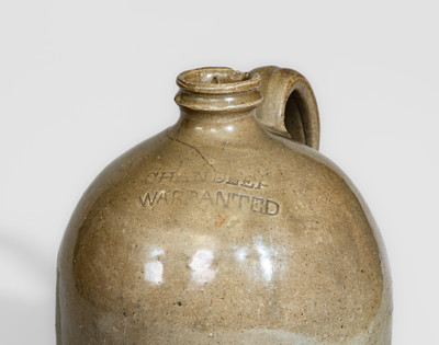 Extremely Rare CHANDLER / WARRANTED Alkaline-Glazed Stoneware Jug, Thomas Chandler, Edgefield District, SC
