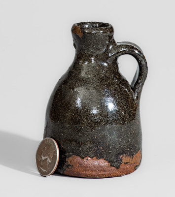 Rare Miniature Alkaline-Glazed Stoneware Jug, probably Rich Williams, Greenville County, SC