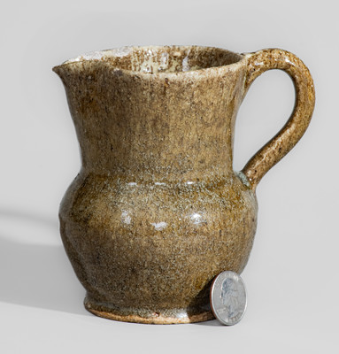 Rare Alkaline-Glazed Edgefield District, SC Stoneware Cream Pitcher