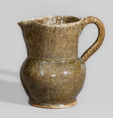 Rare Alkaline-Glazed Edgefield District, SC Stoneware Cream Pitcher