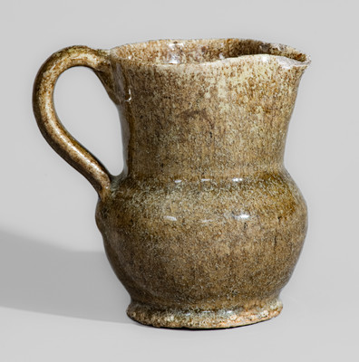 Rare Alkaline-Glazed Edgefield District, SC Stoneware Cream Pitcher