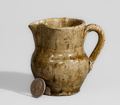 Rare Miniature Edgefield District, SC Alkaline-Glazed Stoneware Pitcher