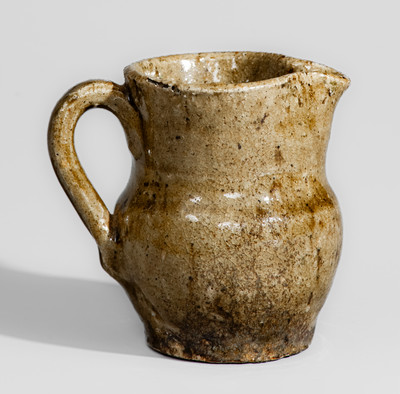 Rare Miniature Edgefield District, SC Alkaline-Glazed Stoneware Pitcher