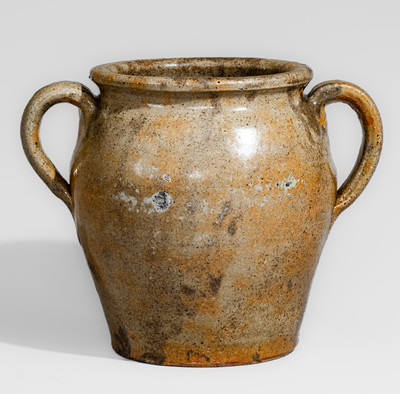 Scarce Open-Handled Edgefield District, SC Stoneware Jar, second quarter 19th century