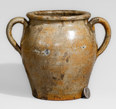 Scarce Open-Handled Edgefield District, SC Stoneware Jar, second quarter 19th century