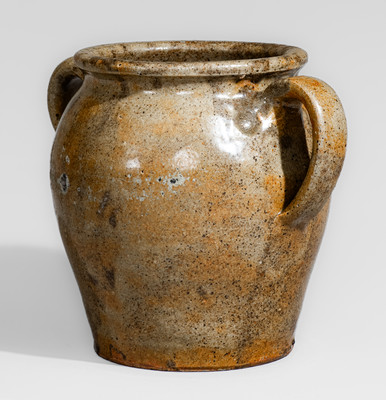 Scarce Open-Handled Edgefield District, SC Stoneware Jar, second quarter 19th century