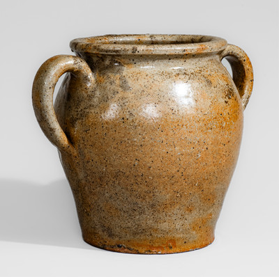 Scarce Open-Handled Edgefield District, SC Stoneware Jar, second quarter 19th century
