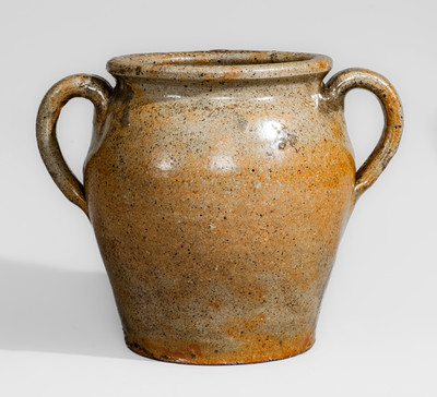 Scarce Open-Handled Edgefield District, SC Stoneware Jar, second quarter 19th century