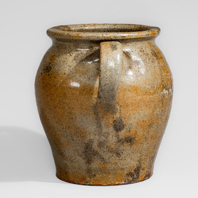 Scarce Open-Handled Edgefield District, SC Stoneware Jar, second quarter 19th century